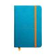 Rhodiarama carnet rembordé rigide 9x14 cm 192 pages ligné papier ivoire 90g fermeture élastique - Turquoise