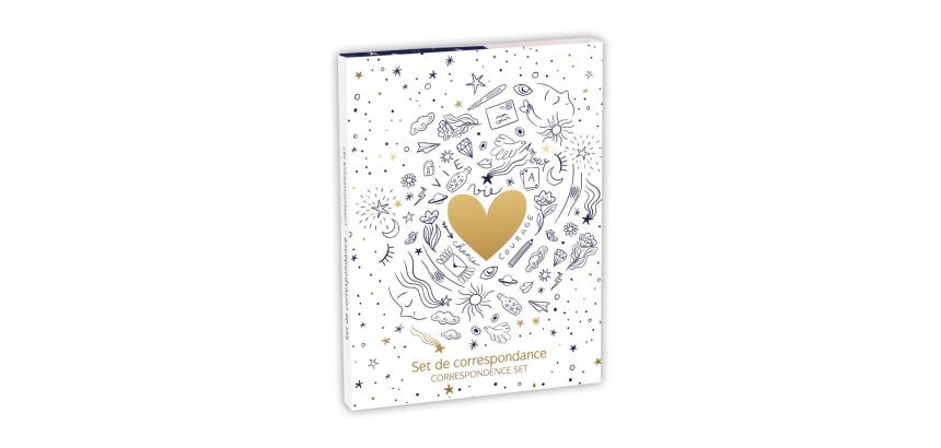 Adolie, Set de correspondance 12x16,5 cm contenant 8 cartes simples 11x15,5 cm assorties et 8 enveloppes Pollen C6 blanc naturel