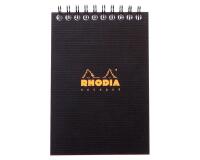 Notepad Rhodiactive 90g reliure intégrale A6 10,5x14,8 cm 160 pages petits carreaux 5x5 microperforé - Noir