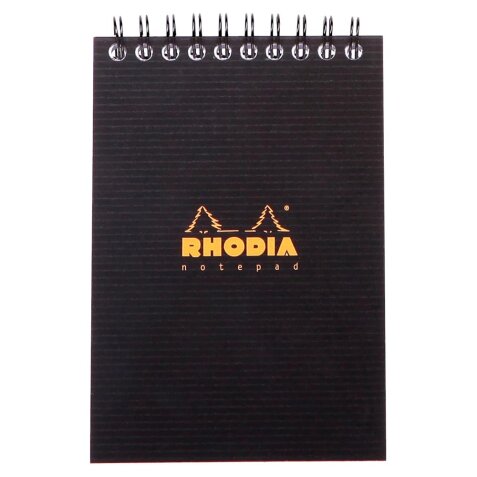 Notepad Rhodiactive 90g reliure intégrale A6 10,5x14,8 cm 160 pages petits carreaux 5x5 microperforé - Noir