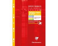 Copies doubles de couleur sous étui A4 200 pages perforées grands carreaux papier Couleur aléatoire 60 pages bleues, 60 pages roses, 40 pages vertes, 40 pages jaunes - Assortis