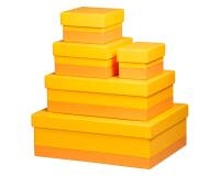 Rhodiarama set 5 boîtes gigognes simili cuir italien 44x34x16 cm - Jonquille