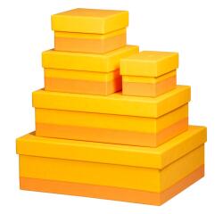 Rhodiarama set 5 boîtes gigognes simili cuir italien 44x34x16 cm - Jonquille