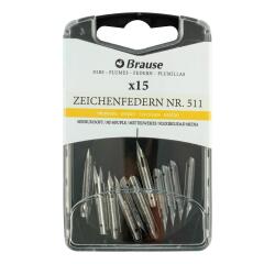 Boîte 15 plumes de dessin assez dures et très fines (511B).