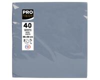 Paquet de 40 serviettes micro-gaufrées ouate 2 plis - 38x38 cm - Gris