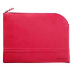 Rhodiarama pochette zippée en simili cuir - taille L (21x28 cm) - Framboise