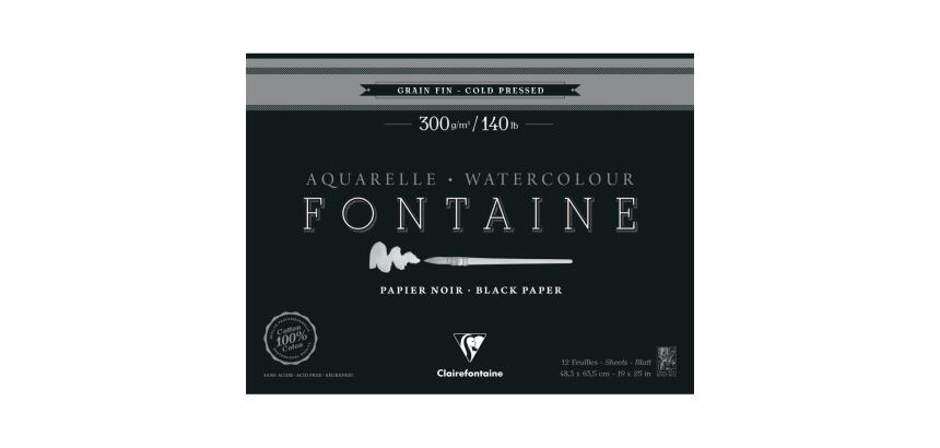 Fontaine Noir bloc collé 1 côté 12F 48,3x63,5cm 300g grain fin