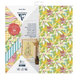PAPIER IMPRIMÉ, Pochette de 5 feuilles 200g/m2 au format 30.5x30.5cm - Multicolore