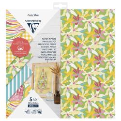 PAPIER IMPRIMÉ, Pochette de 5 feuilles 200g/m2 au format 30.5x30.5cm - Multicolore