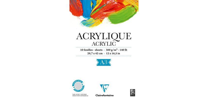 Acrylique bloc collé 1 côté 10F A3 360g