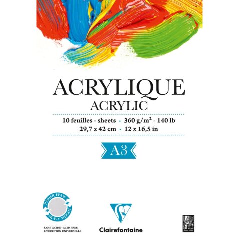 Acrylique bloc collé 1 côté 10F A3 360g