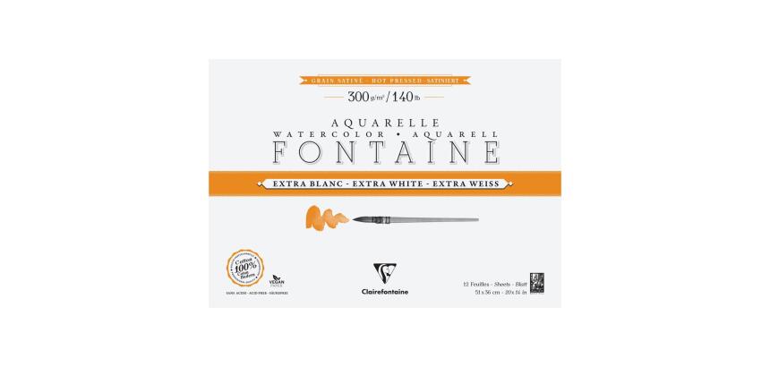 Fontaine Extra Blanc Grain Satiné bloc collé 4 côtés 12F 36x51cm 300g