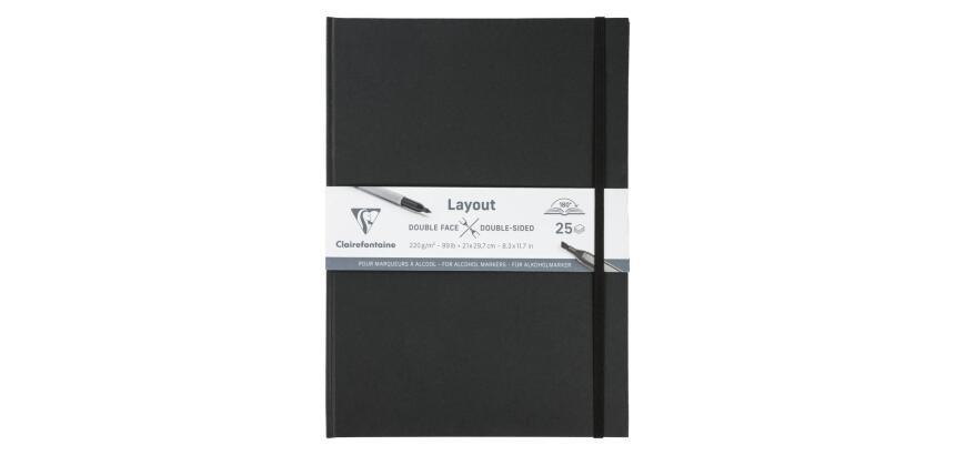 Layout double-face carnet ouverture à plat 25F A4 220g - Noir
