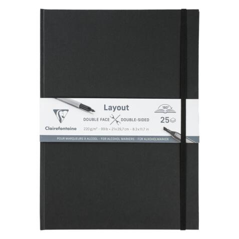 Layout double-face carnet ouverture à plat 25F A4 220g - Noir