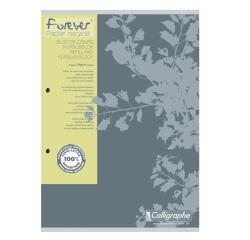 Bloc de cours encollé grand côté FOREVER A4 200 pages perforé 2 trous petits carreaux + marge papier recyclé 70g Gris - Gris