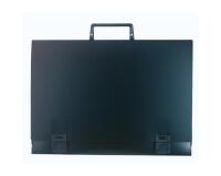 Valigetta belli arti con manico rigido e chiusura con tuck, dorso 26mm, Ppl 12/10 38x53cm - Per formato 32,5x50cm - Nero