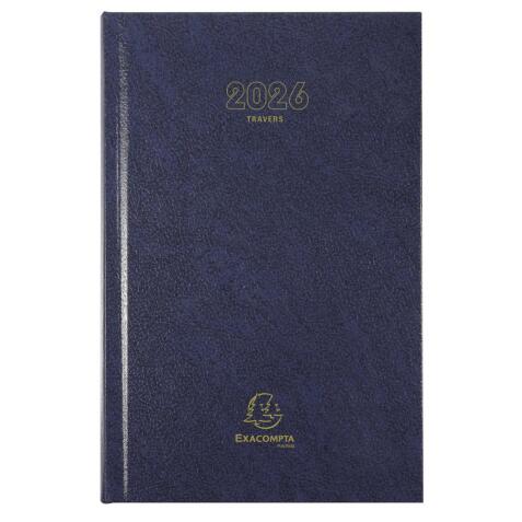 Agenda de bureau Carré Travers 13,5 x 21 cm Journalier Janvier à décembre 2026 - Couleurs assorties