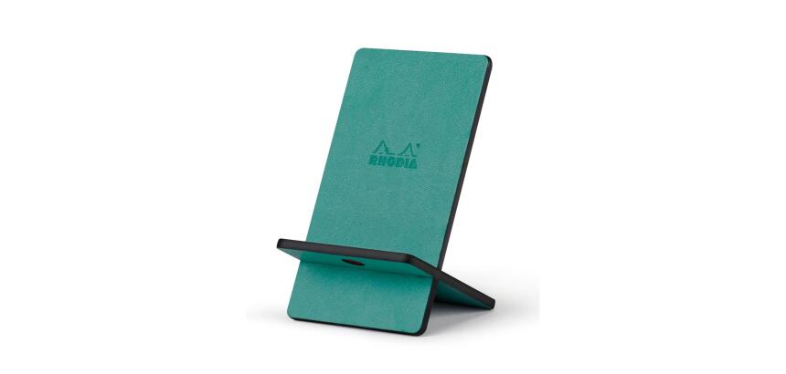 Rhodiarama support pour téléphone mobile simili cuir italien 13x8x8,5 cm - Eau