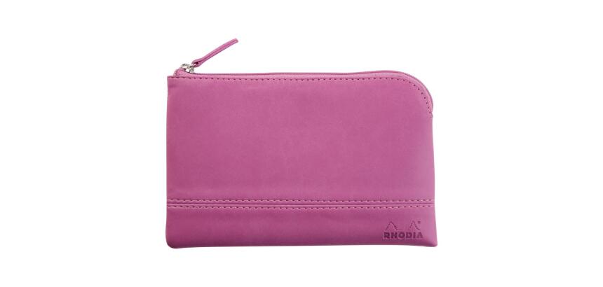 Rhodiarama pochette zippée en simili cuir - taille S (11x17 cm) - Lilas