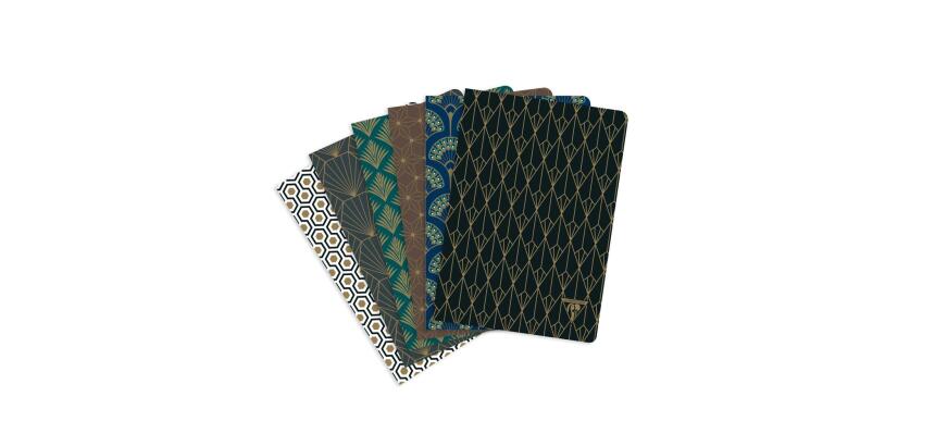 Neo Deco carnet piqûre textile A5 96 pages ligné motifs assortis papier ivoire 90g - Assortis