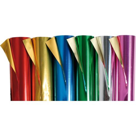 PAPIER ALUMINIUM, 50 rouleaux double face 90g/m² au format 80x50cm (en présentoir) - Assortiment