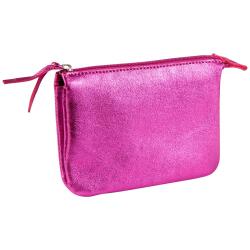 CUIRISÉ Petite Pochette 2 compartiments 13x9 cm - Framboise
