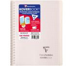 Carnet reliure intégrale enveloppante Koverbook A5 160 pages petits carreaux couverture polypropylène transparent - Assortis