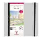 Etival Aquarelle carnet cousu 24F 21x21cm 300g grain fin (cartes postales) - Gris