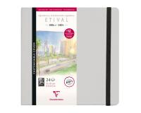 Etival Aquarelle carnet cousu 24F 21x21cm 300g grain fin (cartes postales) - Gris