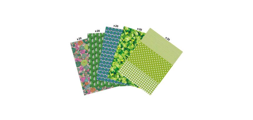 Maxi pack 100 feuilles Decopatch vert - Assortiment