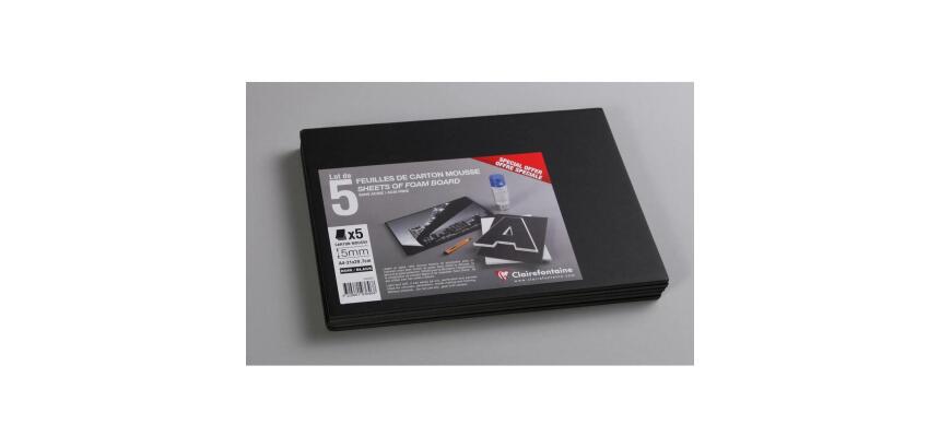 Carton Mousse lot 5 feuilles A4 5mm - Noir