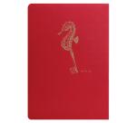 Flying Spirit Red carnet piqûre textile 14,8x21cm 96p ligné motifs assortis papier ivoire 90g - Rouge