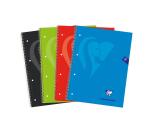 Cahier à spirale Mimesys A4+ 240 pages détachables perforées 4 trous petits carreaux et cadre en-tête 5 couleurs de bandes couverture carte rigide - Assortis