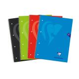 Cahier à spirale Mimesys A4+ 240 pages détachables perforées 4 trous petits carreaux et cadre en-tête 5 couleurs de bandes couverture carte rigide - Assortis