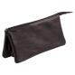 CUIR NOIR Trousse plate avec 3 compartiments. - Noir