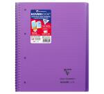 Cahier reliure intégrale enveloppante Koverbook A4+ 160 pages ligné + marge détachables perforé 4 trous couverture polypropylène transparent - Violet