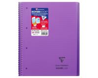 Cahier reliure intégrale enveloppante Koverbook A4+ 160 pages ligné + marge détachables perforé 4 trous couverture polypropylène transparent - Violet
