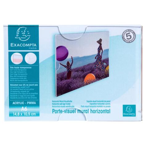 Porte visuel mural horizontal A6 - Cristal