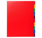 Intercalaires polypropylènes couleurs 10 positions pour porte-vues à anneaux - Couleurs assorties