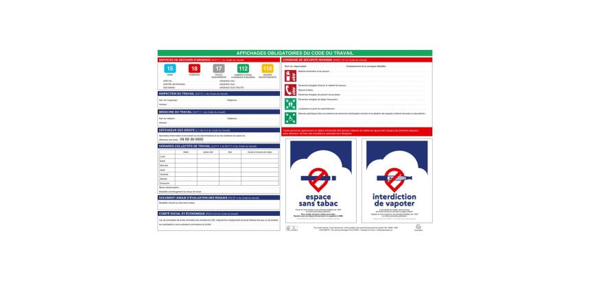 Affichages obligatoires du code du travail 60x40 cm - Blanc