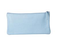 CUIR TEINTÉ Trousse plate 22x11 cm Bleu ciel