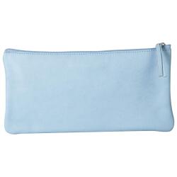 CUIR TEINTÉ Trousse plate 22x11 cm Bleu ciel