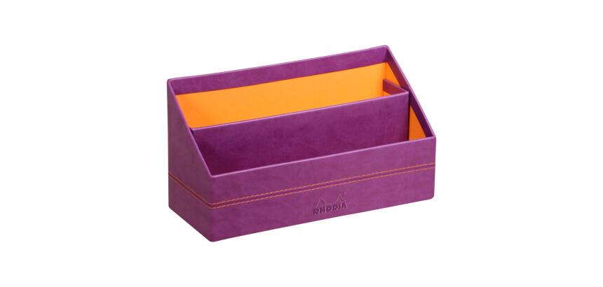 Rhodiarama porte-courrier simili cuir italien 25x10x14 cm - Violet