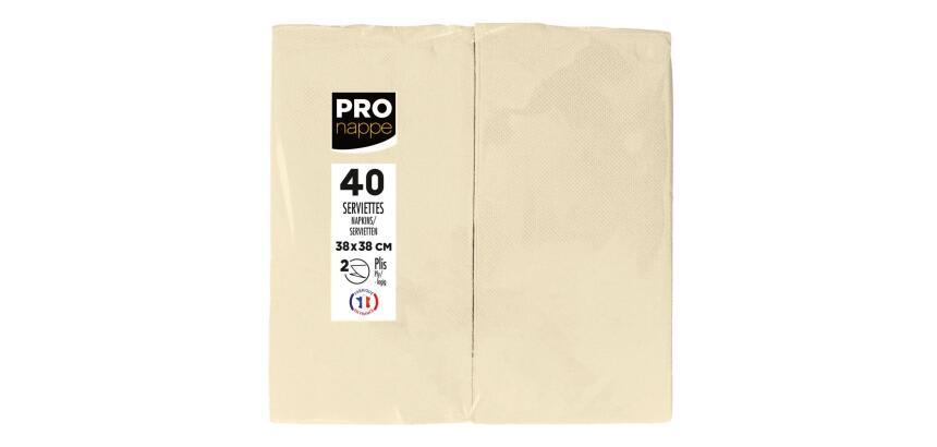 Pack of 40 Micro-Embossed 1/8 Wadded Napkings, 38x38cm.