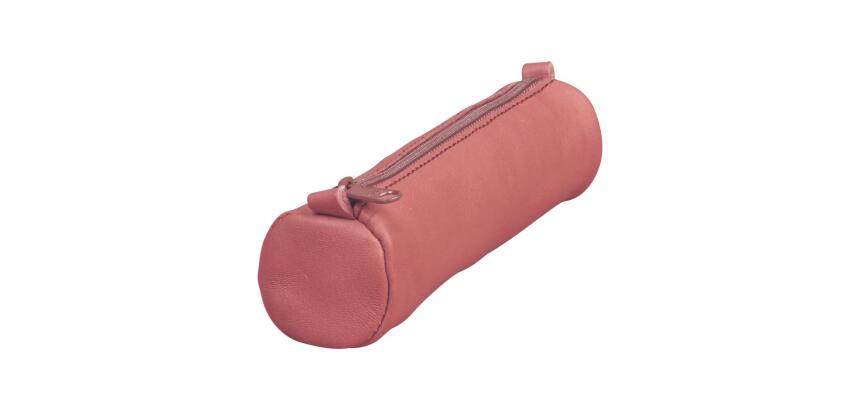 Trousse en cuir Age Bag petite ronde 18,5xØ4 cm - Rose antique