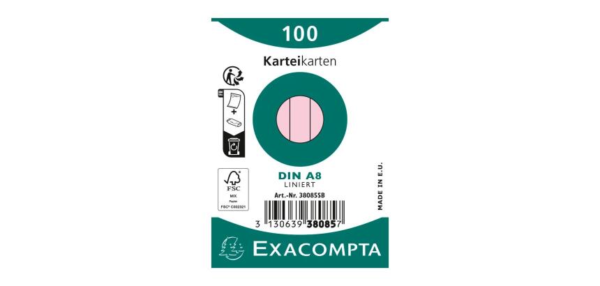 Fichas de cartulina bristol 205 g/m2 - Rayado - 55x74 mm - Rosa