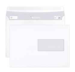 Boite de 500 enveloppes Blanches C5-162x229mm - Auto-Adhésives - 90g/m2 - Fenêtre PET 45x100 (position 62/20) - Blanc