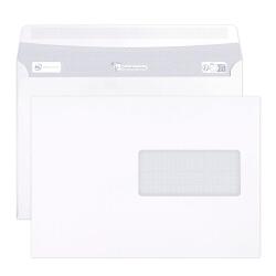 Boite de 500 enveloppes Blanches C5-162x229mm - Auto-Adhésives - 90g/m2 - Fenêtre PET 45x100 (position 62/20) - Blanc