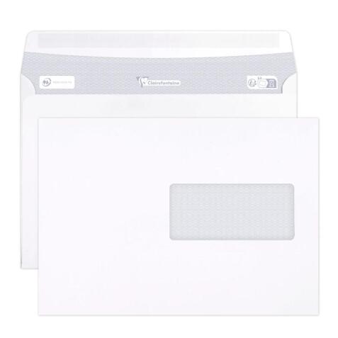 Boite de 500 enveloppes Blanches C5-162x229mm - Auto-Adhésives - 90g/m2 - Fenêtre PET 45x100 (position 62/20) - Blanc
