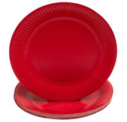 20 Assiettes en carton rondes, 23 cm - Rouge